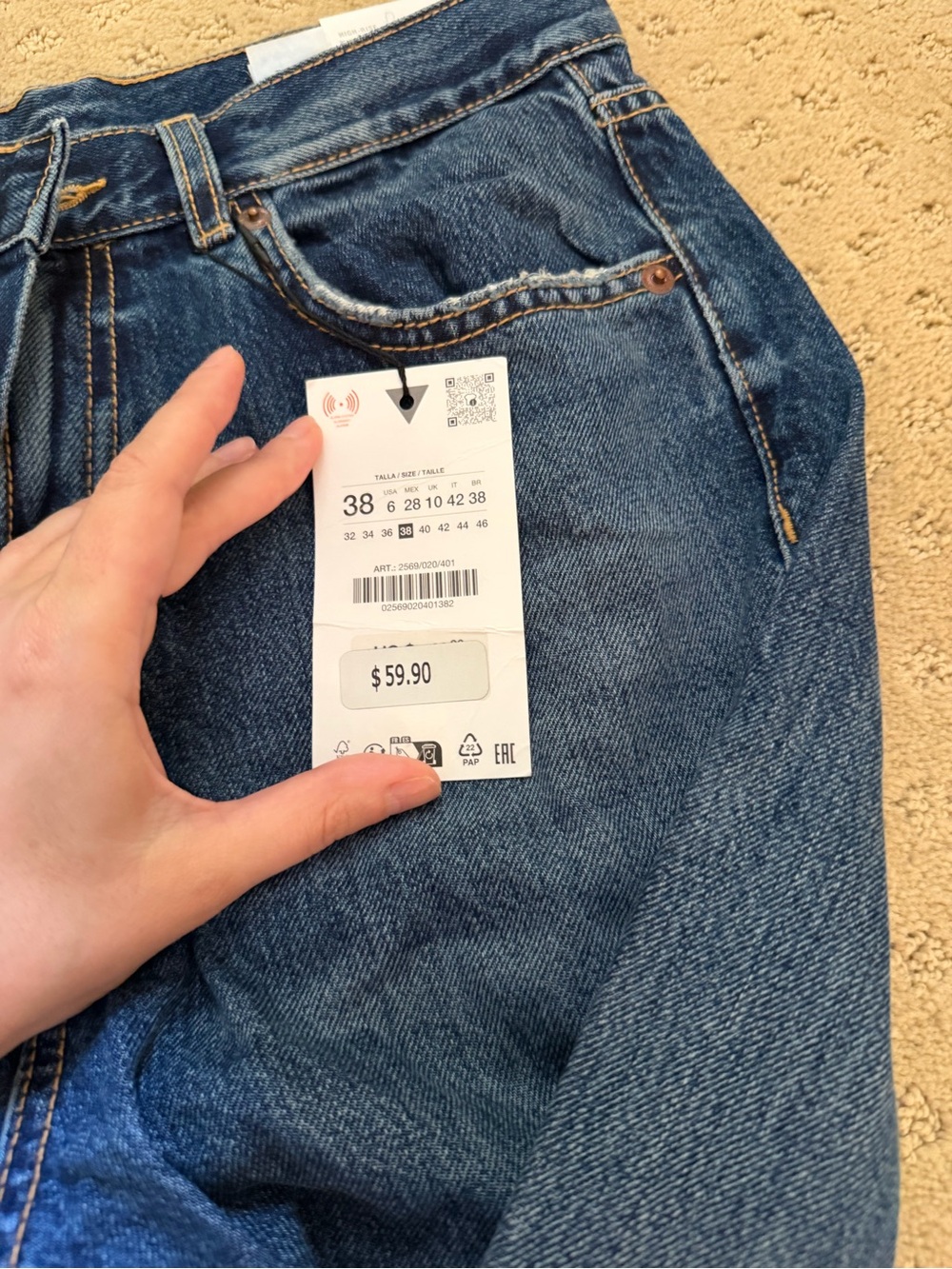 Zara High-Rise Women's Jeans in Blue Denim